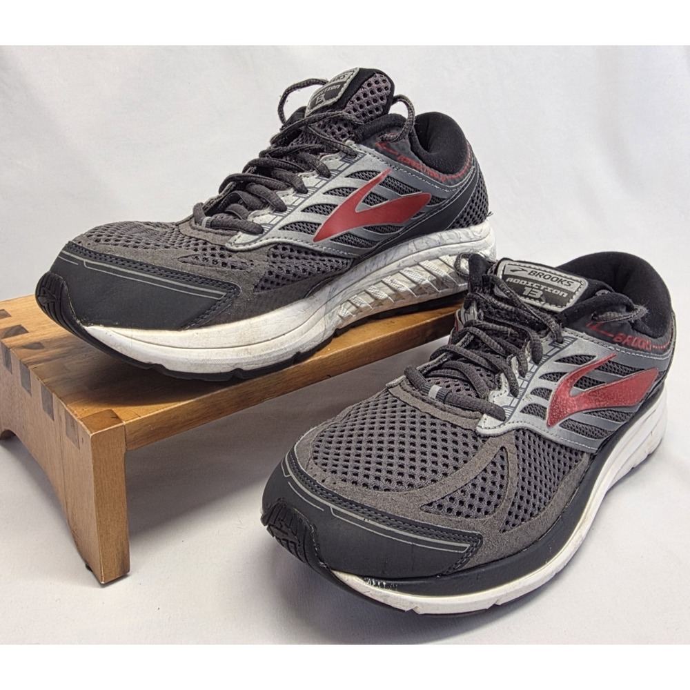 Brooks Addiction 13 Men's 10.5 2E Gray Red Running Shoes Support Stability - Picture 2 of 12